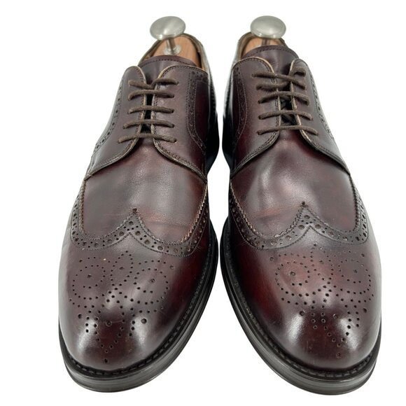 Magnanni for Ingledews Mens 10M Burgundy Brown Leather Dress Shoe Wingtip Oxford - Picture 2 of 11